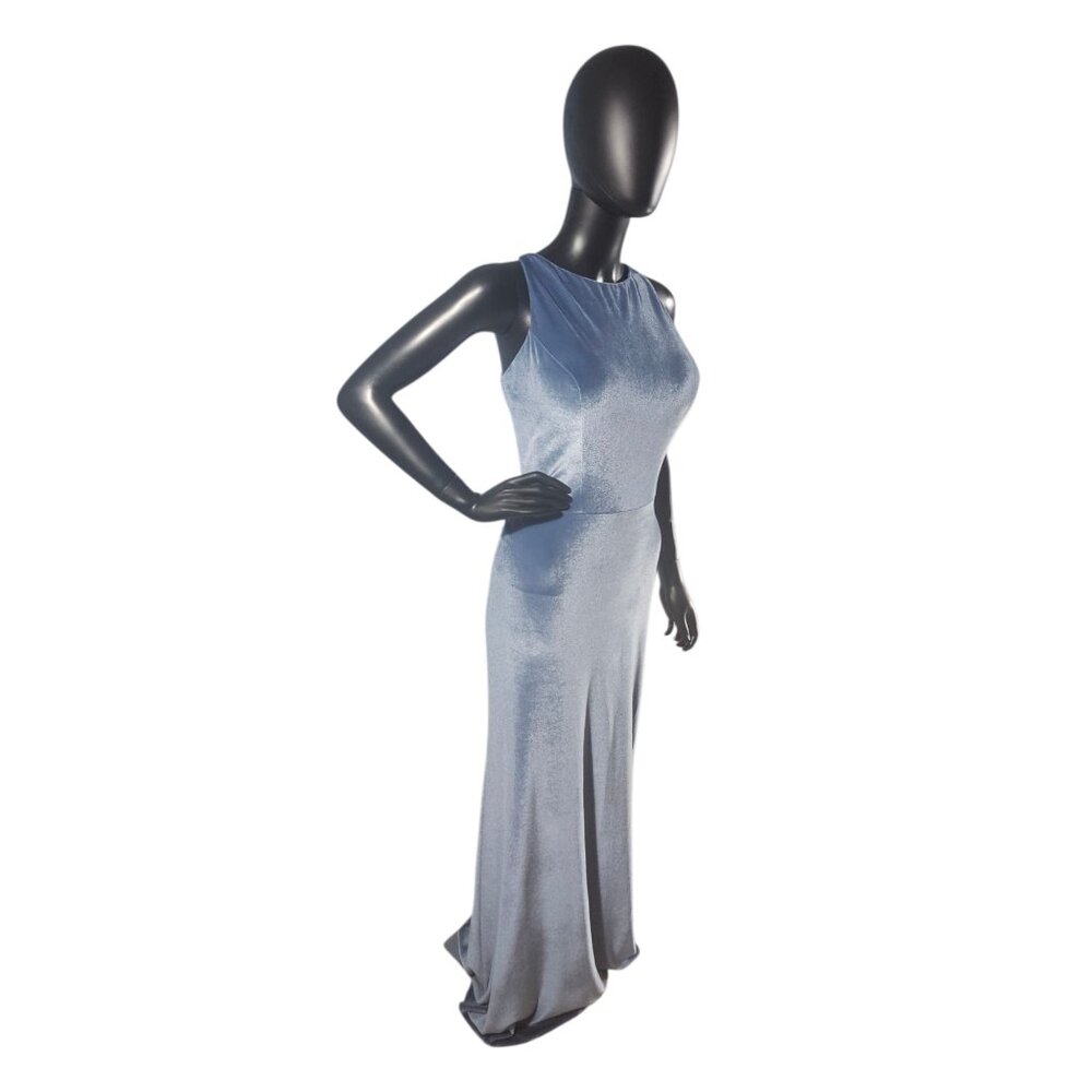 NWOT Slate Stretch Velvet Multi-Strap Maxi Formal Dress - Mori Lee - Picture 2 of 9
